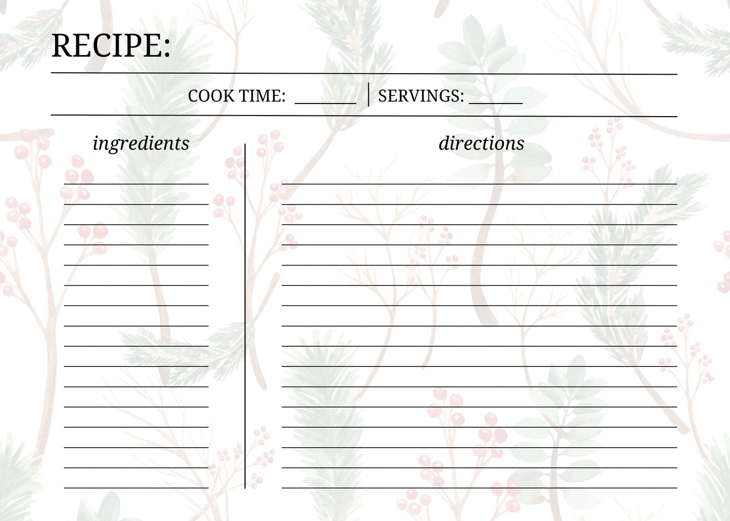 10 Pack- Recipe Cards