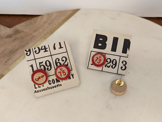Vintage Bingo Stud Earrings