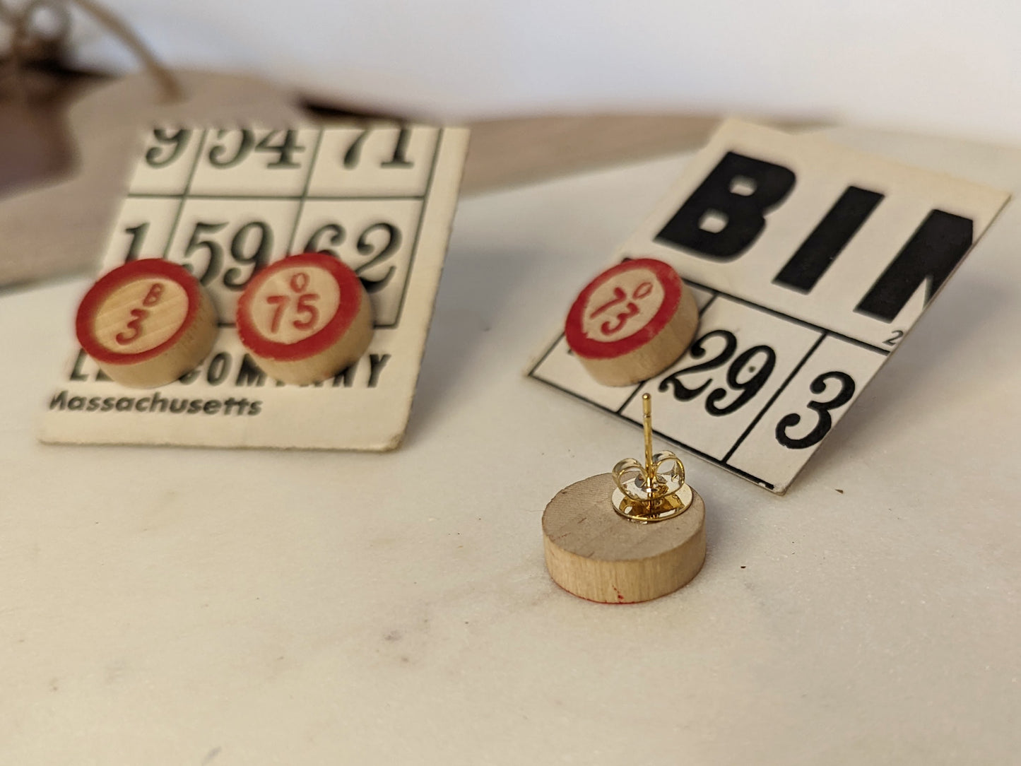 Vintage Bingo Stud Earrings